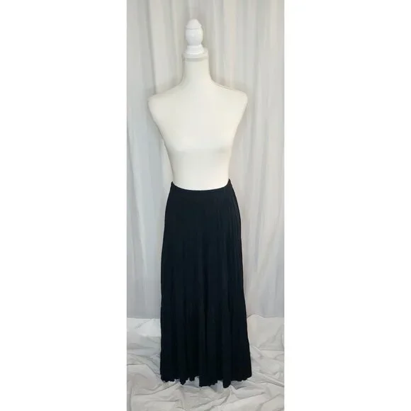 Vintage 90s Y2K Maxi Skirt One Size Black Ruffle Tiered Witchy Goth Whimsigoth - Picture 1 of 11